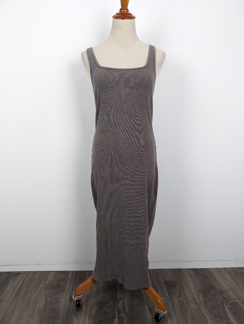 Wilfred Free Murdock Dress Brown Tan Size Medium Summer Ribbed Stretch